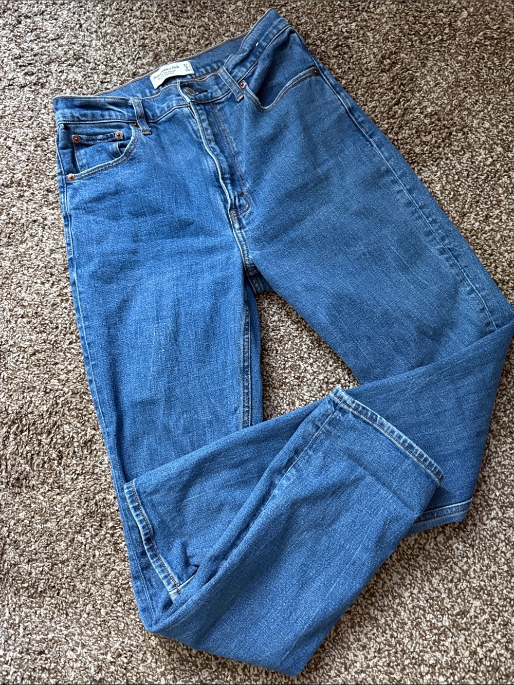 Classic Mid-Blue Straight Leg Jeans